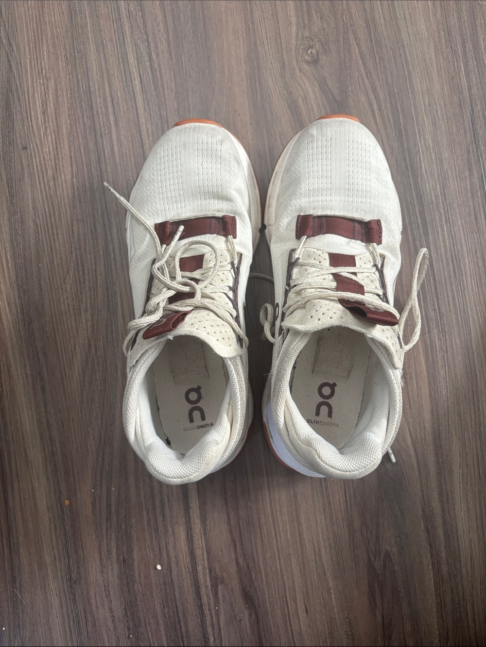 On Running Women's White and Brown Athletic Sneakers